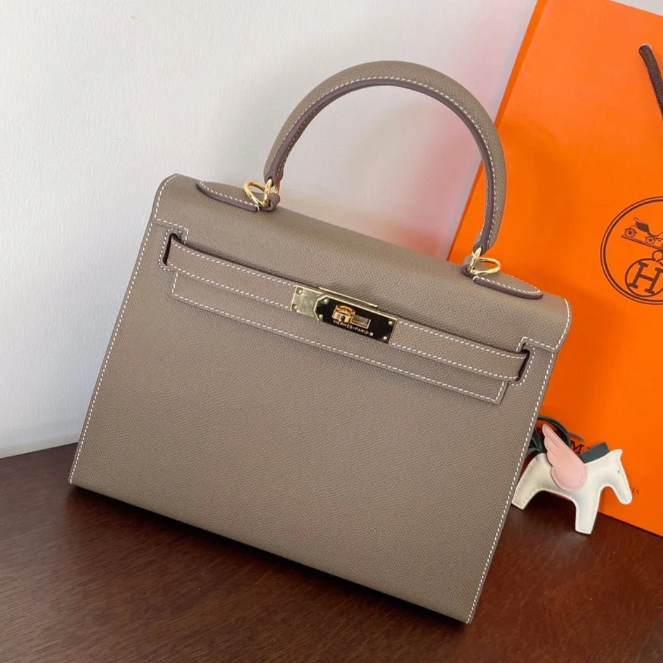 Hermès 28 cm Etain Epsom Leather Gold Hardware Bag