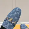 Louis Vuitton Women Blue Denim Leather Mules product view 2