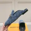 Louis Vuitton Women Blue Denim Leather Mules product view 6