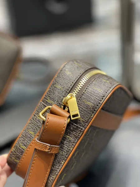 Saint Laurent Canvas Smooth Calfskin Le Monogramme Camera Bag Chestnut product view 4