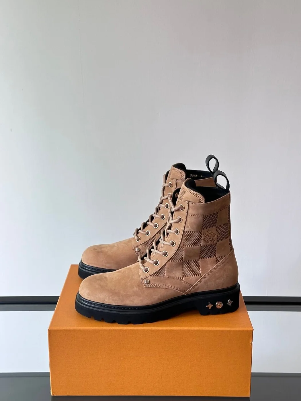 Louis Vuitton Men Beige Nubuck Leather Boots product view 3