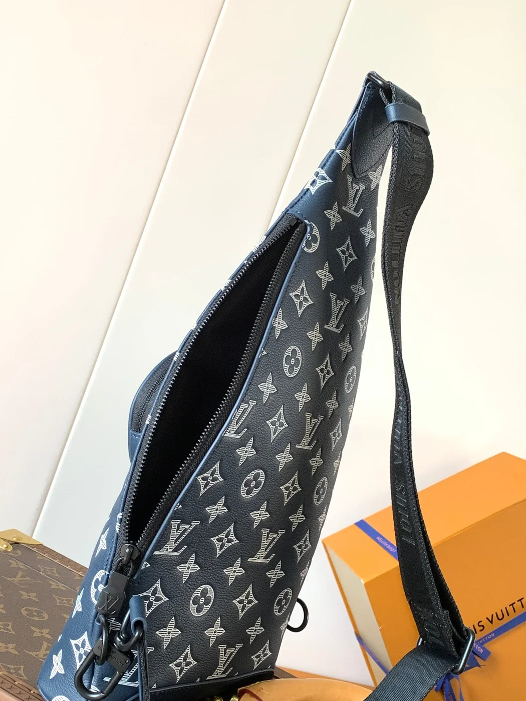 Louis Vuitton Duo Crossbag Bag 42 In Blue And White Monogram Shadow Cowhide product view 2