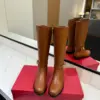 Valentino Women Brown Leather Knee High Boots product view 4