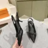 Louis Vuitton Women Black Leather Slingback Heels product view 4