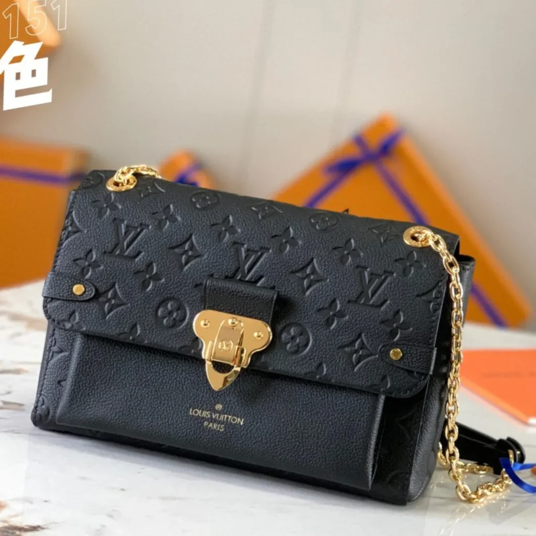 Louis Vuitton Vavin Monogram Black With Lock Gold Handbags 25x18x10cm