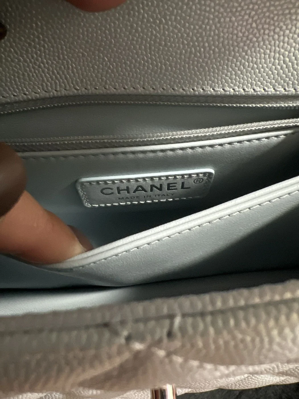 Chanel Coco Handbag Leather Light Grey Woman’s 23 cm product view 4