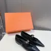 Hermès Women Black Leather Pointed Toe Flats product view 3
