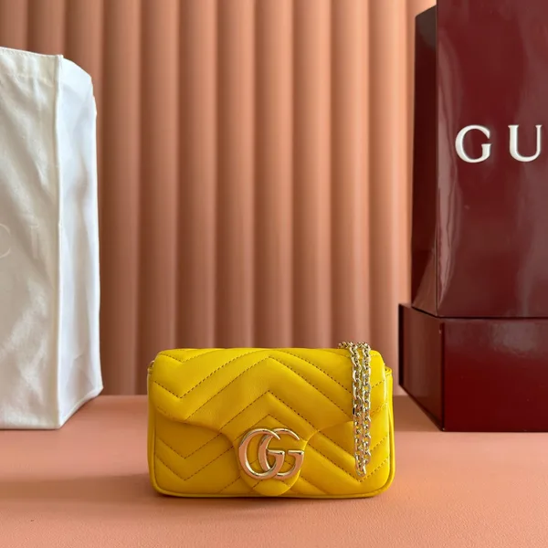 Gucci GG Marmont Bag 16 In Yellow Lambskin product view 1