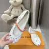 Louis Vuitton Women White Canvas Multicolor Print Leather Strap Flats product view 6