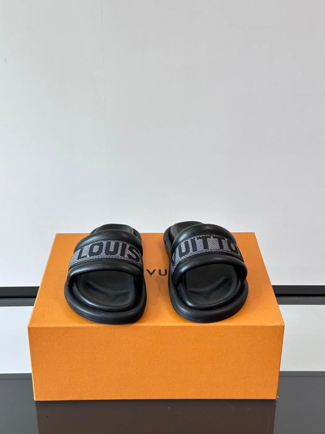 Louis Vuitton Men Black Fabric Strap Slide Sandals product view 2