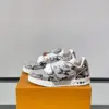 Louis Vuitton Men Grey Snake Print Leather Sneakers product view 3