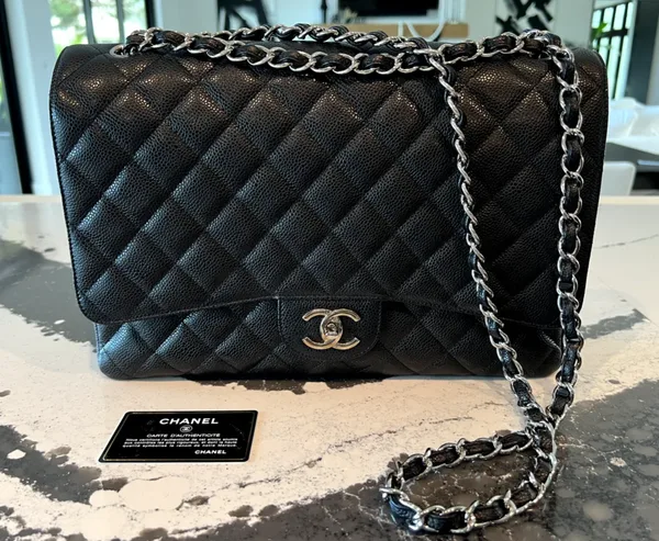 Chanel Maxi Classic Flap Jumbo Black Silver Hardware Bag product view 1