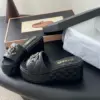 Chanel Women Black Leather Quilted Slides product view 2