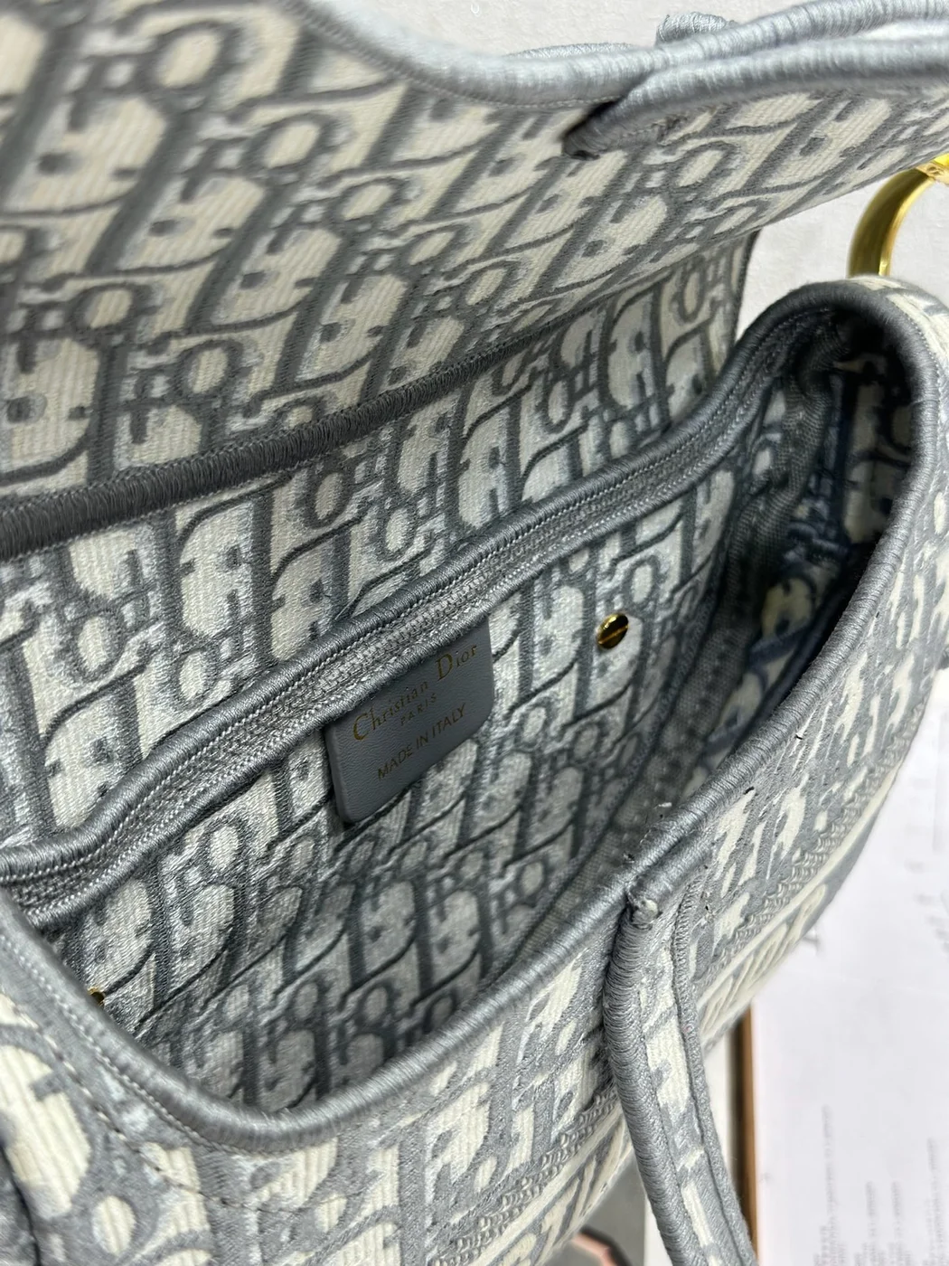 Dior Saddle Bag in grey Oblique embroidered product view 5