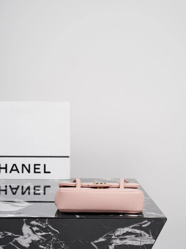 Chanel Caviar Preppy Coco Mini Flap bag in light pink color product view 5