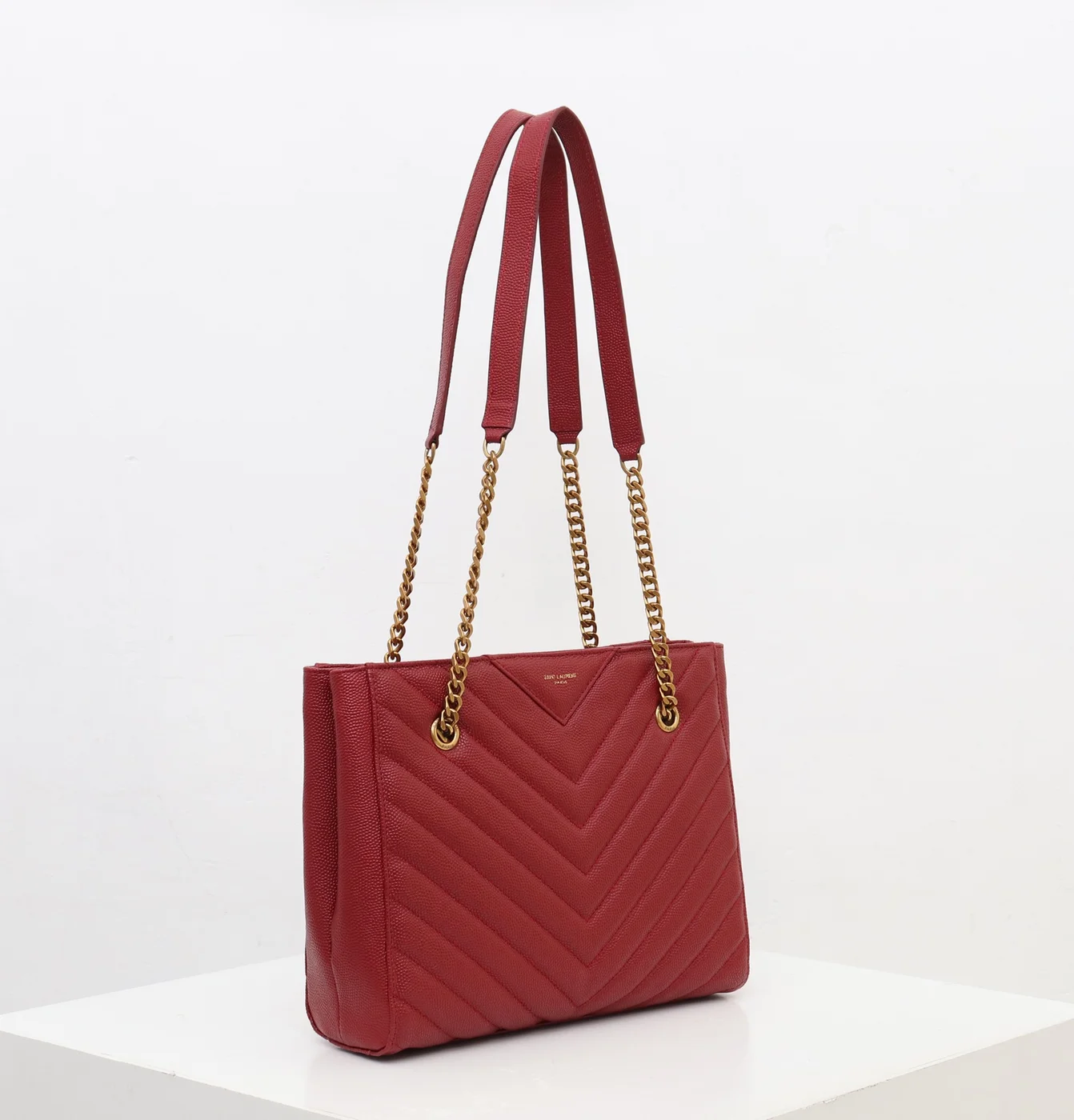 Saint Laurent Tribeca shoulder bag in burgundy leather product view 4