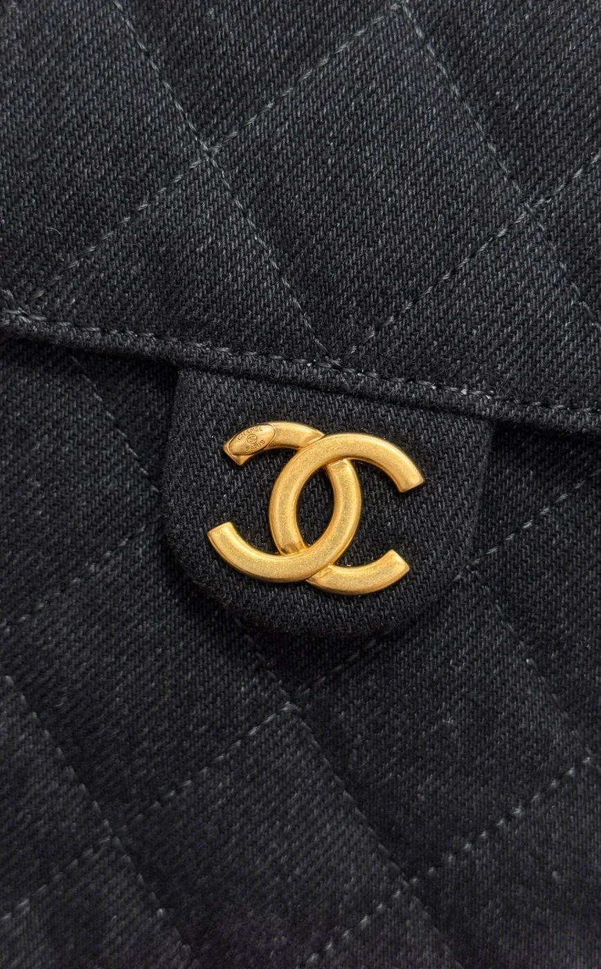 Chanel 25 Small In Black-Gray Denim With Gold Hardware Bag product view 6