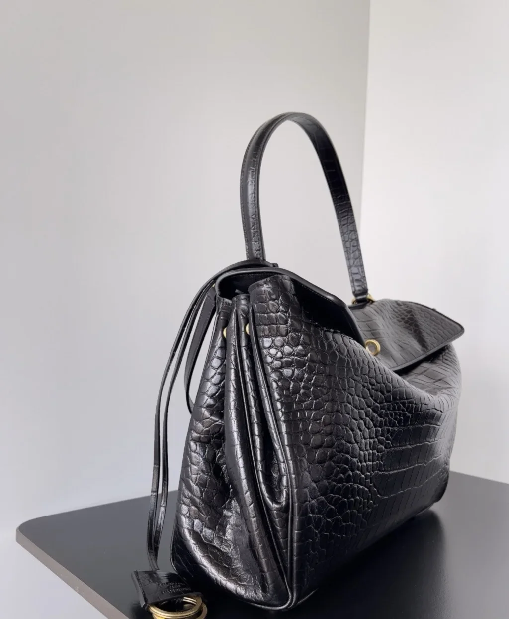 Balenciaga Rode Bag Black Crocodile Leather product view 3