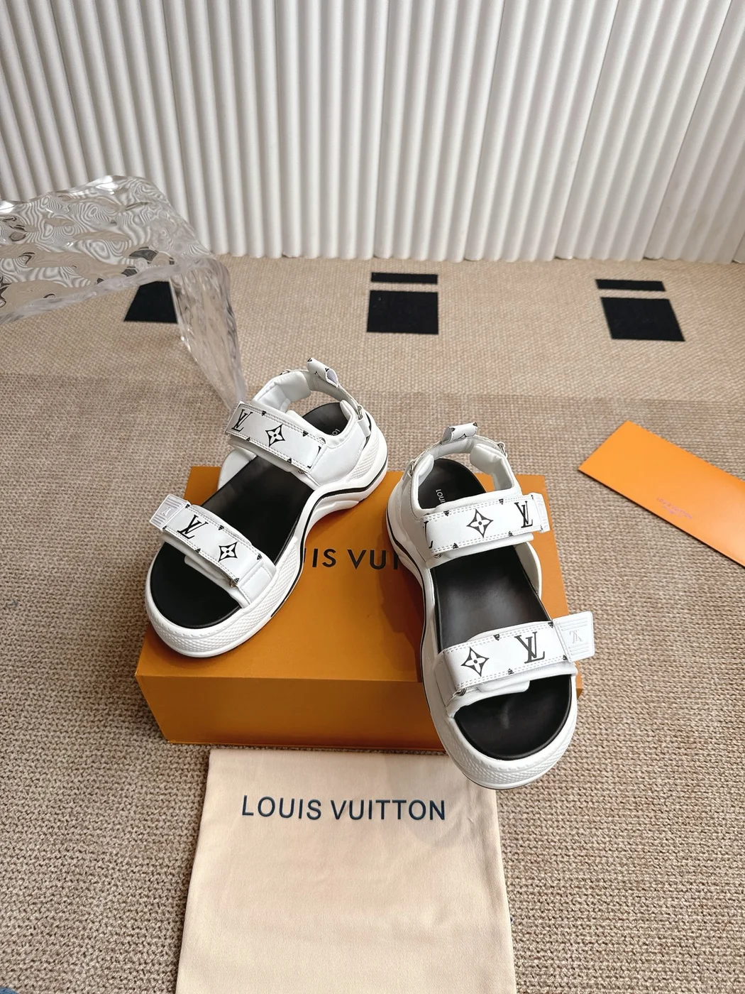 Louis Vuitton Women White Synthetic Strap Sandals product view 3