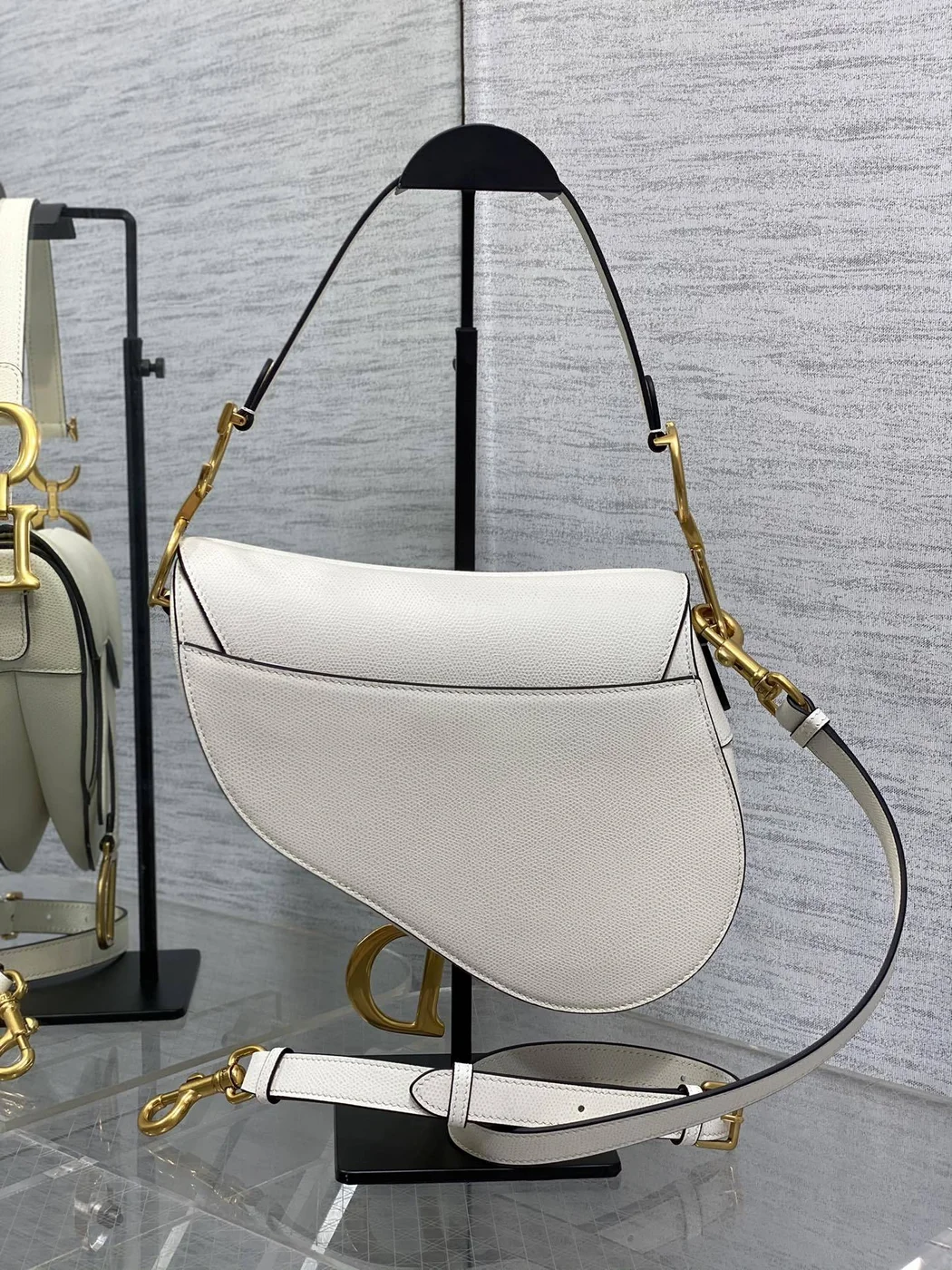 Dior Saddle Bag in White Gold Hardware product view 4