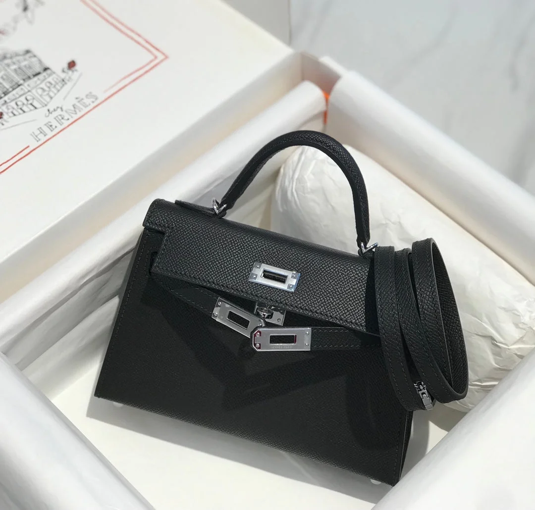 Hermès Mini 20 Black Epsom Silver Hardware Bag product view 3