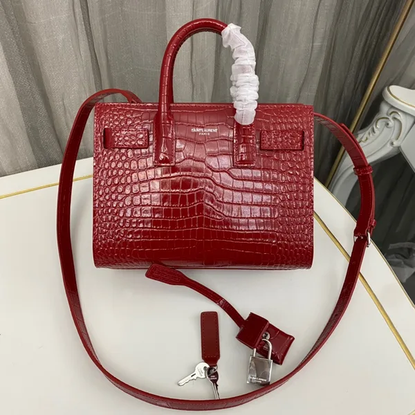 Saint Laurent Paris Saint Laurent Red Croc Embossed Leather Nano Classic Sac De Jour Tote product photo