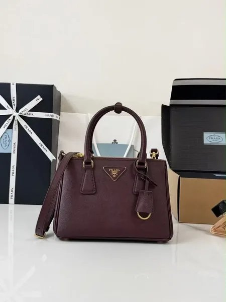 Prada Galleria small burgundy Saffiano leather Bag product view 1