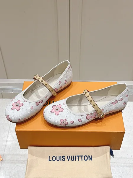 Louis Vuitton Women White Leather Pink Floral Mary Janes product view 1
