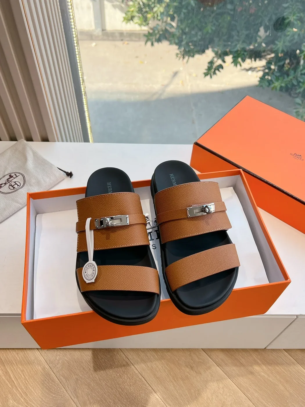 Hermès Women Brown Leather Straps Sandals product view 1