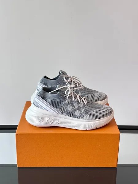 Louis Vuitton Men Grey Knit Fabric Sneakers product view 1