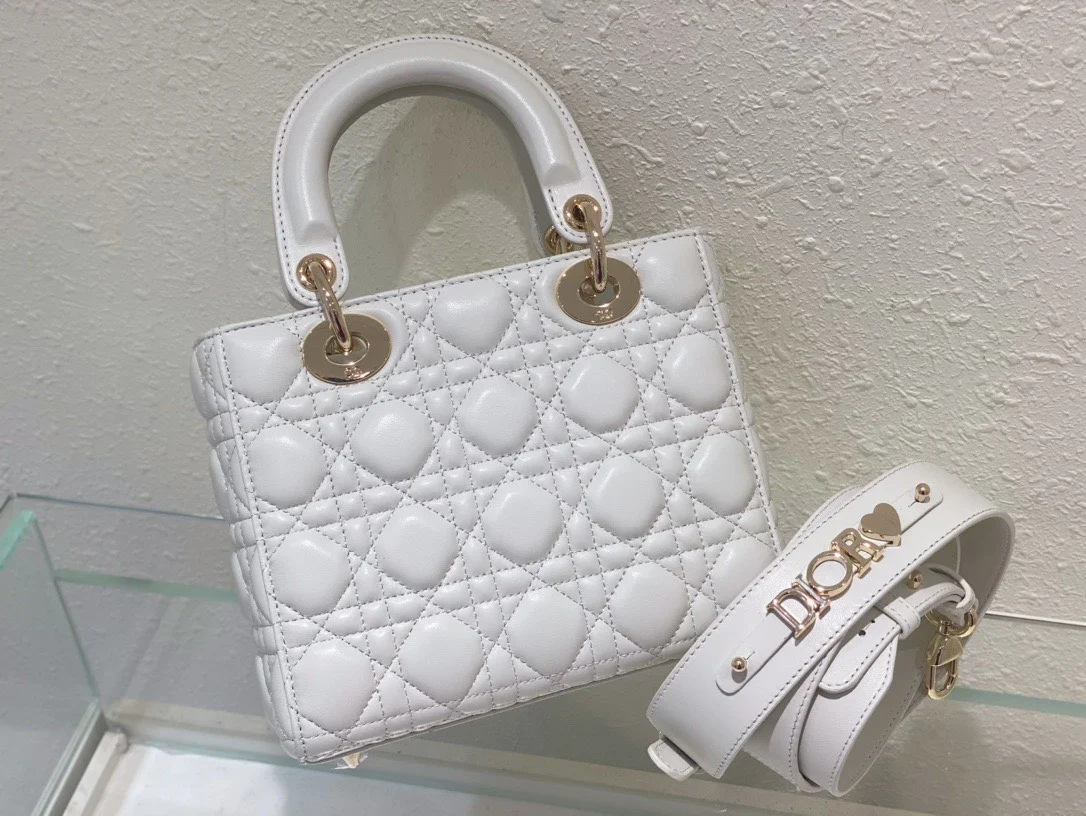 Dior Lady Abc High-end Women’s Handbag White Soft Leather 20 cm product view 7