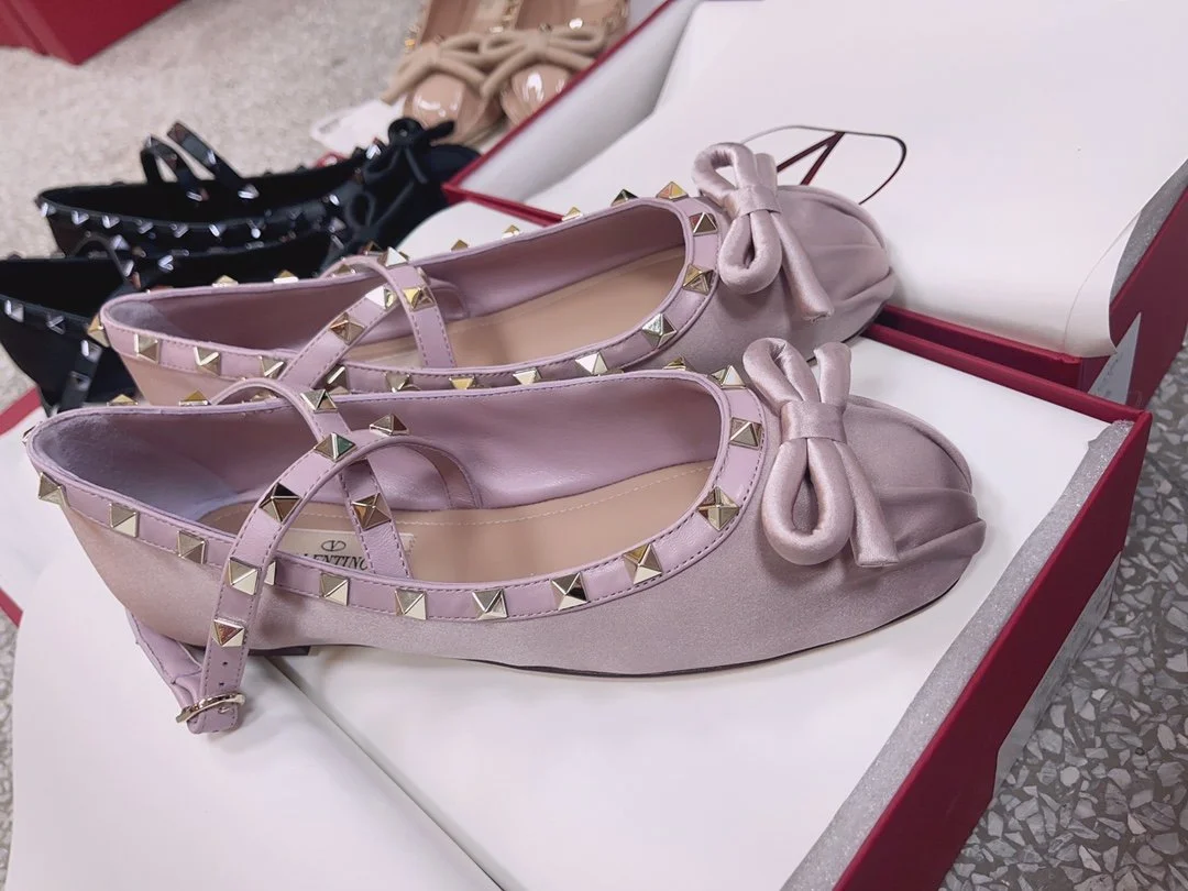 Valentino Women Pink Satin Studded Flats product view 5