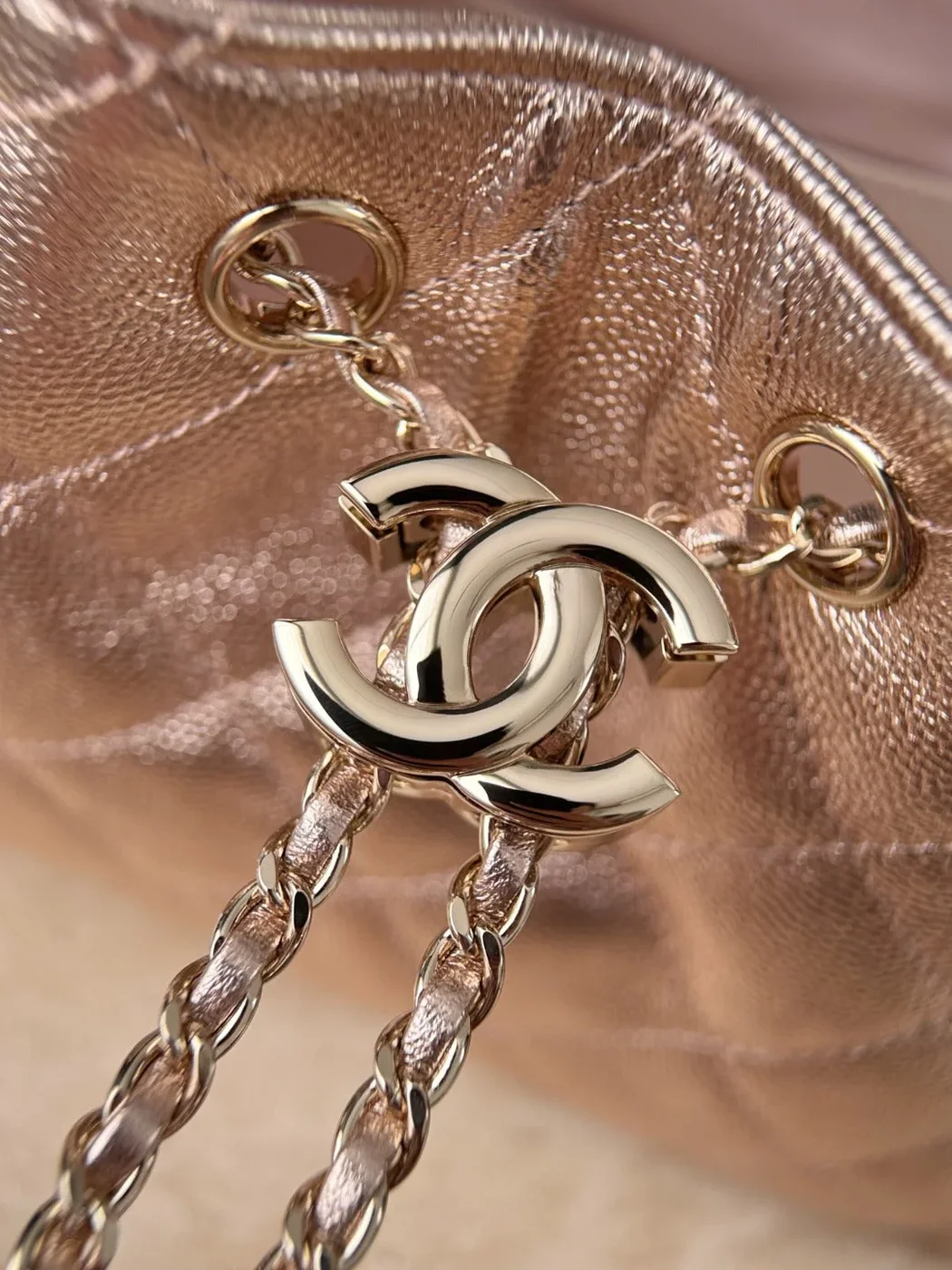 Chanel 25 Bag Mini Rose Gold Caviar Leather product view 8