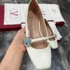 Valentino Women White Leather Embellished Flats product view 4