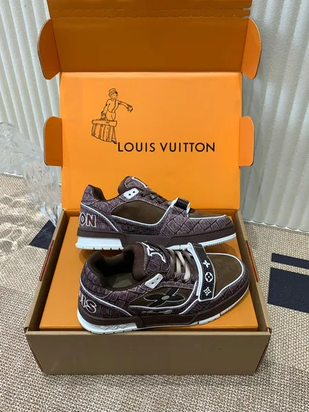Louis Vuitton Women Brown Suede Leather Sneakers product view 2
