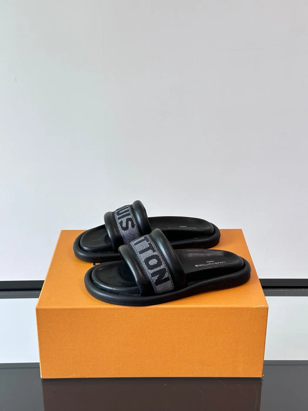 Louis Vuitton Men Black Fabric Strap Slide Sandals product view 3