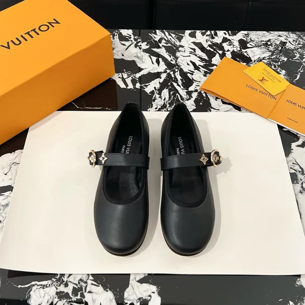 Louis Vuitton Women Black Leather Mary Jane Flats product photo