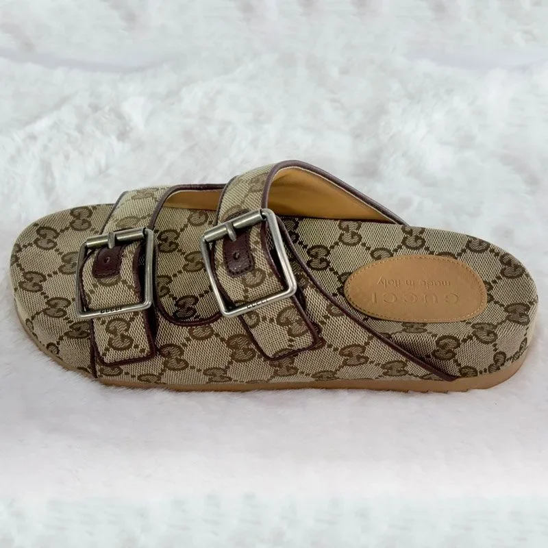 Gucci monogram canvas slide sandals product view 3