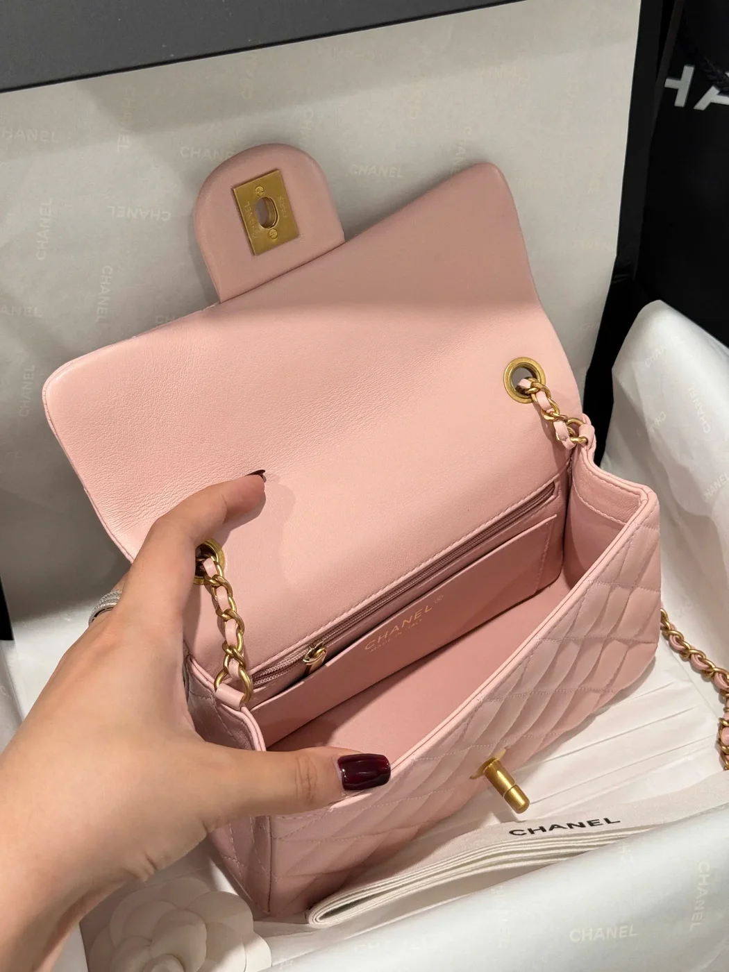 Chanel Classic Flap Mini Light Pink Gold Hardware 20 cm Bag product view 3