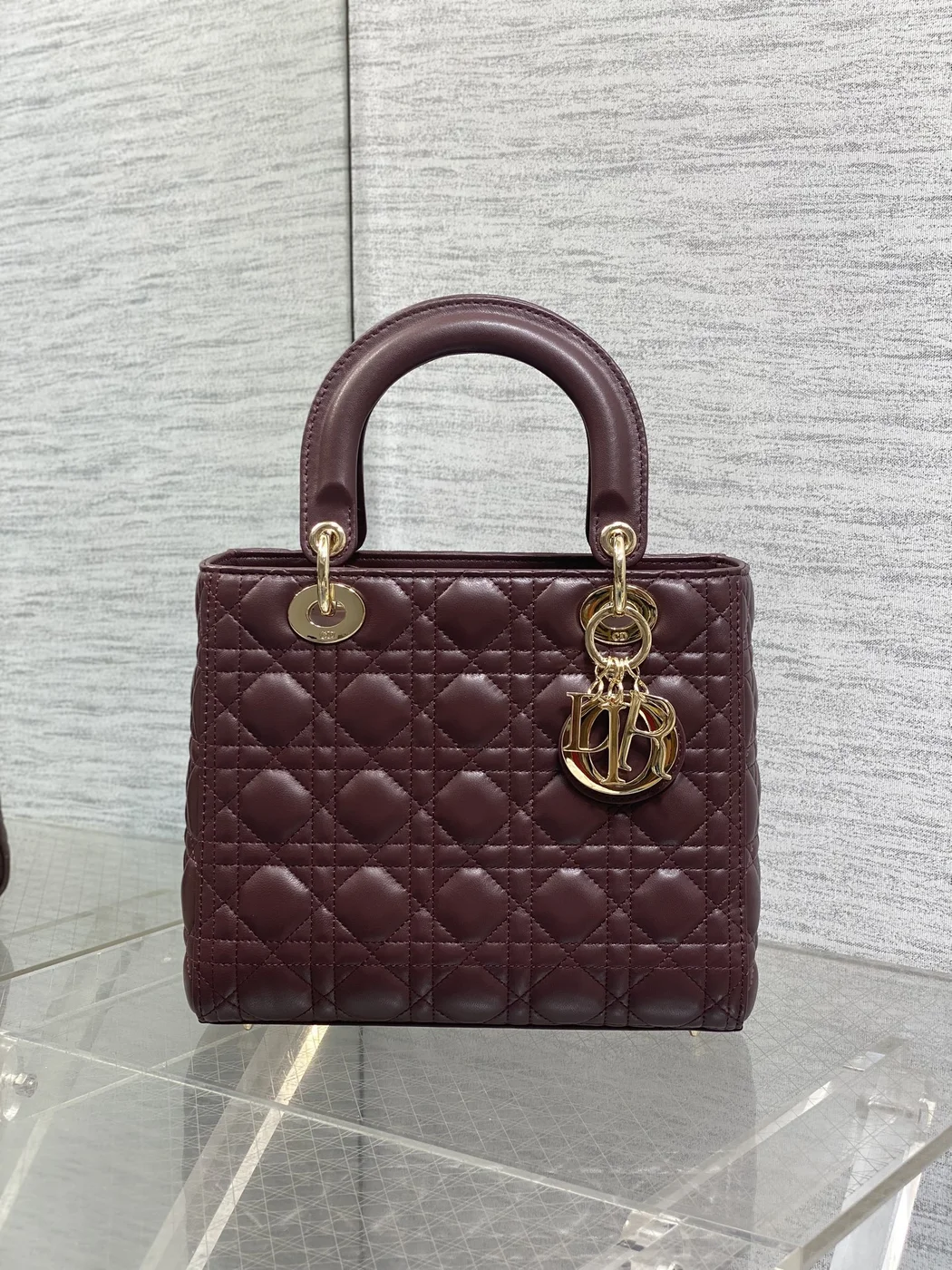 Dior Small Lady Dior bag in Burgundy product view 2