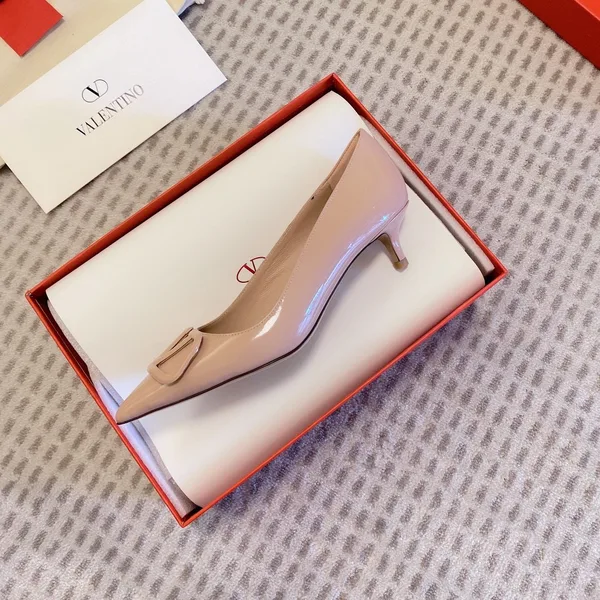 Valentino Women Beige Patent Leather Pointed Pumps product view 2