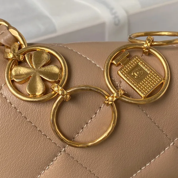 Chanel Woc Brown Handbags Pearl Handle Plated .5×14.5x5cm product view 4