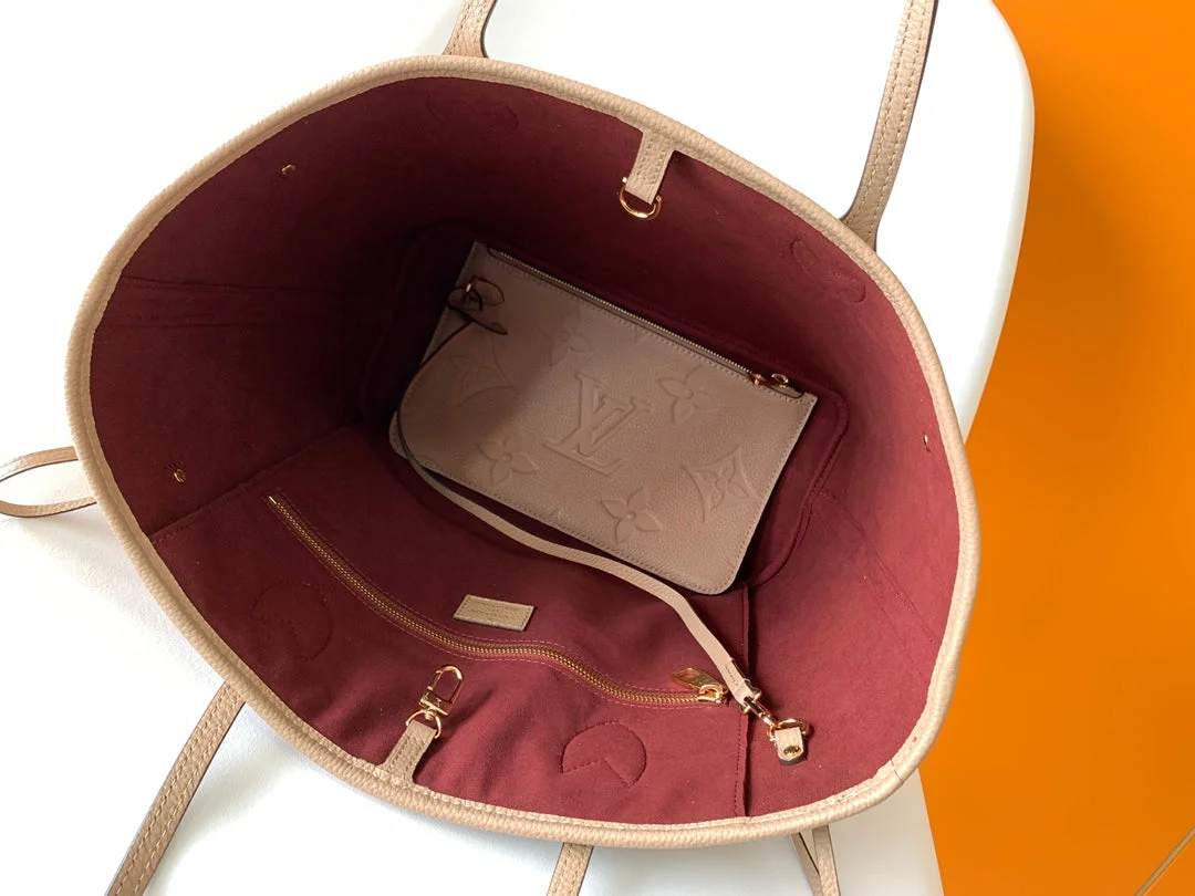 Louis Vuitton Neverfull MM 32 Beige Monogram Empreinte Leather Bag product view 5