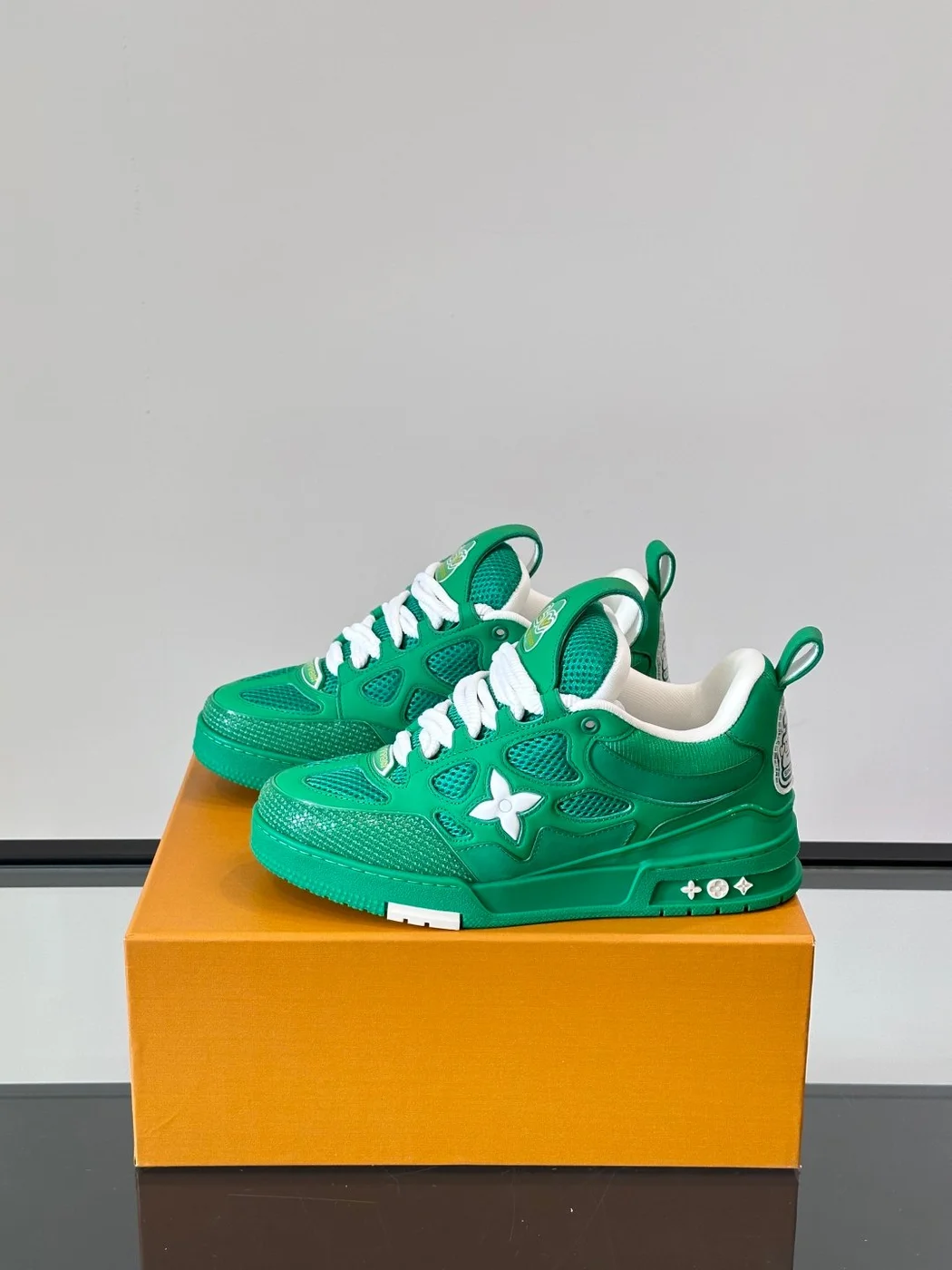 Louis Vuitton Men Green Mesh Sneakers product view 3