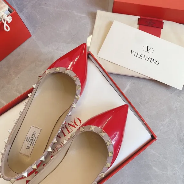Valentino Women Red Patent Leather Studded Flats product view 4