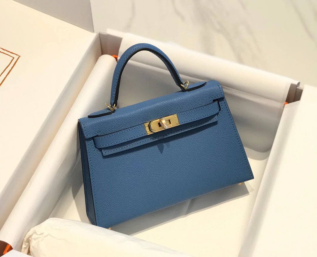 Hermès Mini 20 Blue Epsom Gold Hardware Bag product view 2
