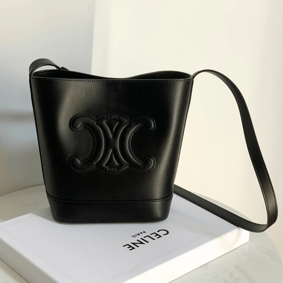 Celine Small Bucket Cuir Triomphe Handbag Black Bucket Shape 30x22x12cm product view 1