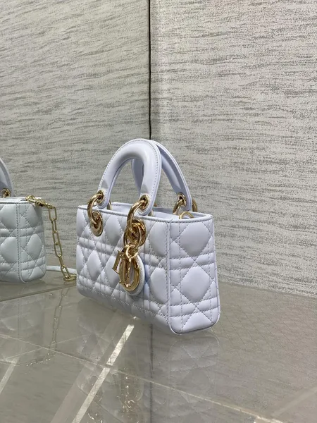 Dior Small Lady D‑Joy Bag 19 In Light Blue Gold Hardware product view 4