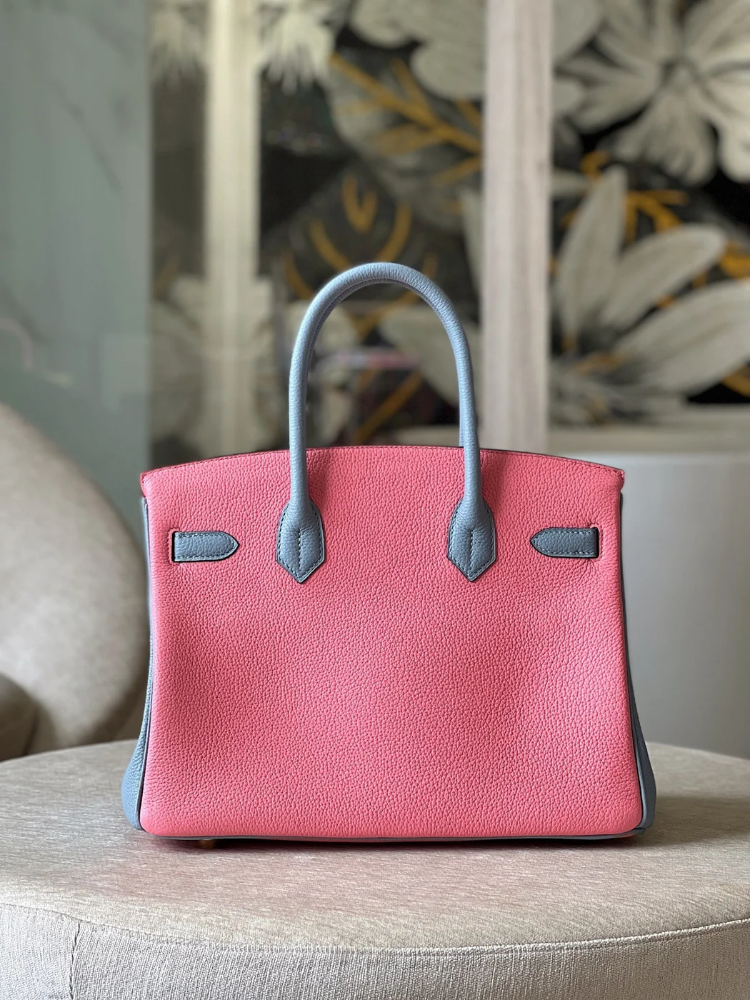 Hermès Birkin 30 Liam Blue/ Rose Pink Togo Leather Gold Hardware Bag product view 2