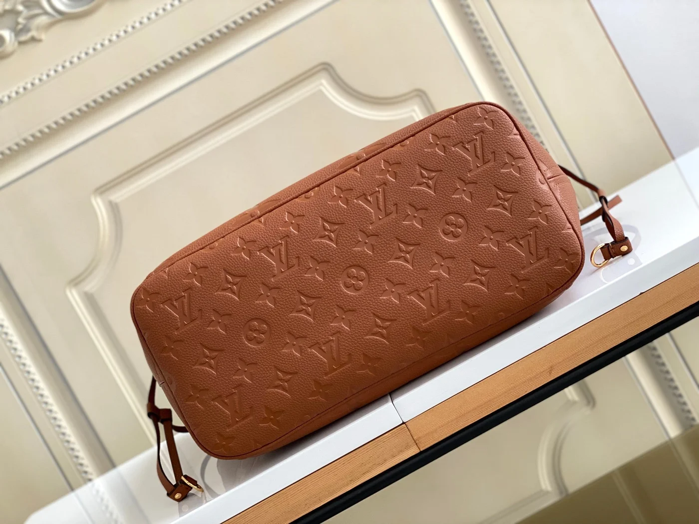 Louis Vuitton Neverfull MM 32 Brown Monogram Empreinte Leather Bag product view 3
